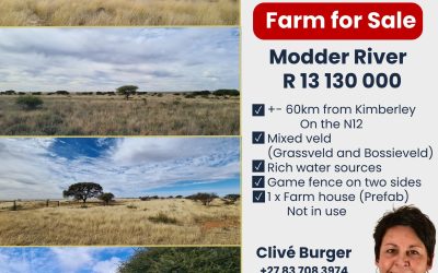 FARM FOR SALE! – 2388ha – Situated in Modder River